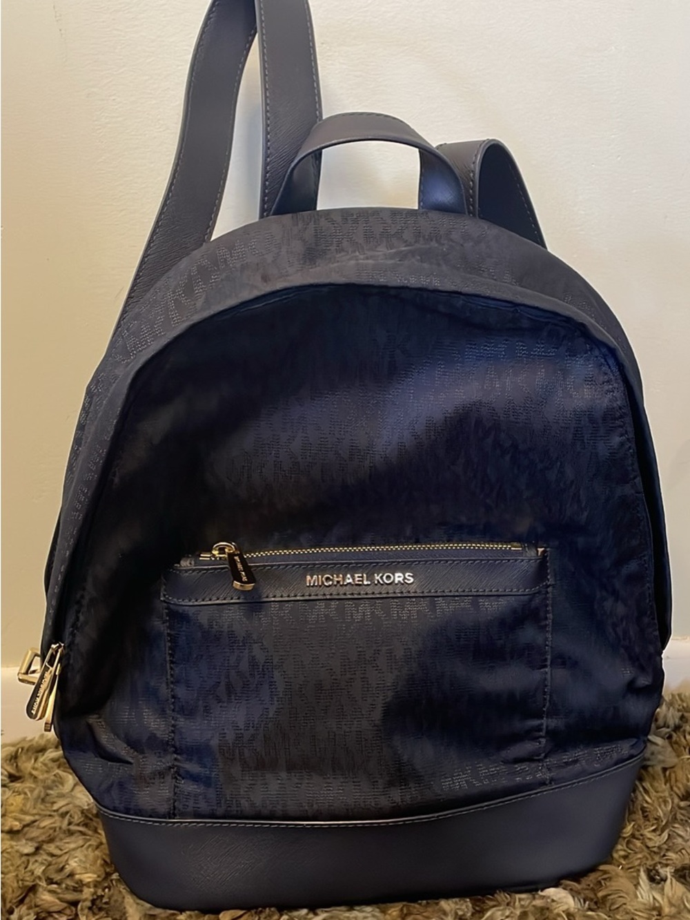Michael Kors Navy & Gold Logo Backpack